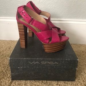 Hot pink Via Spiga Platform Heels